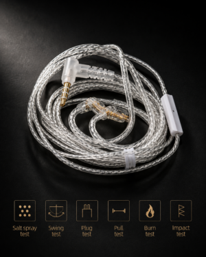 Cable KZ Plateado 0.75mm 2-Pin C – Cobre Plateado con Micrófono