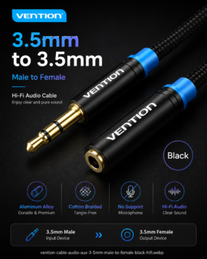 Vention Cable Extensión de Audio 3.5mm Macho a Hembra 2M / 5M