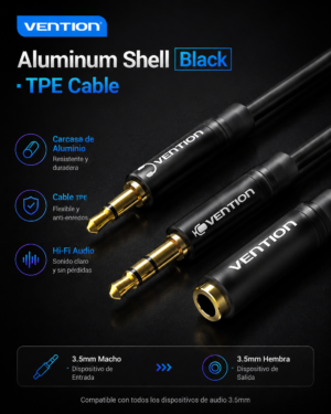 Vention Headset Splitter 3.5mm – Adaptador para Auriculares y Micrófono PC 30CM / 1M
