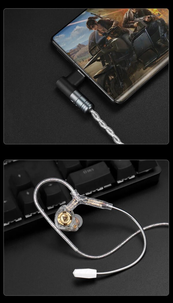 Cable QKZ Q7 Max Balanceado con USB-C y Micrófono - Imagen 3