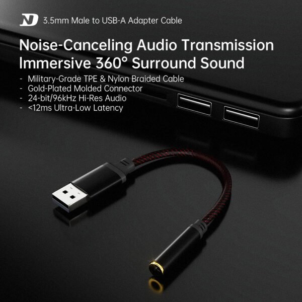 Cable Adaptador USB-A a Jack 3.5mm con DAC Hi-Res