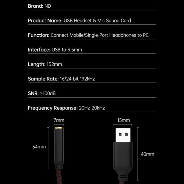 Cable Adaptador USB-A a Jack 3.5mm con DAC Hi-Res - Imagen 8
