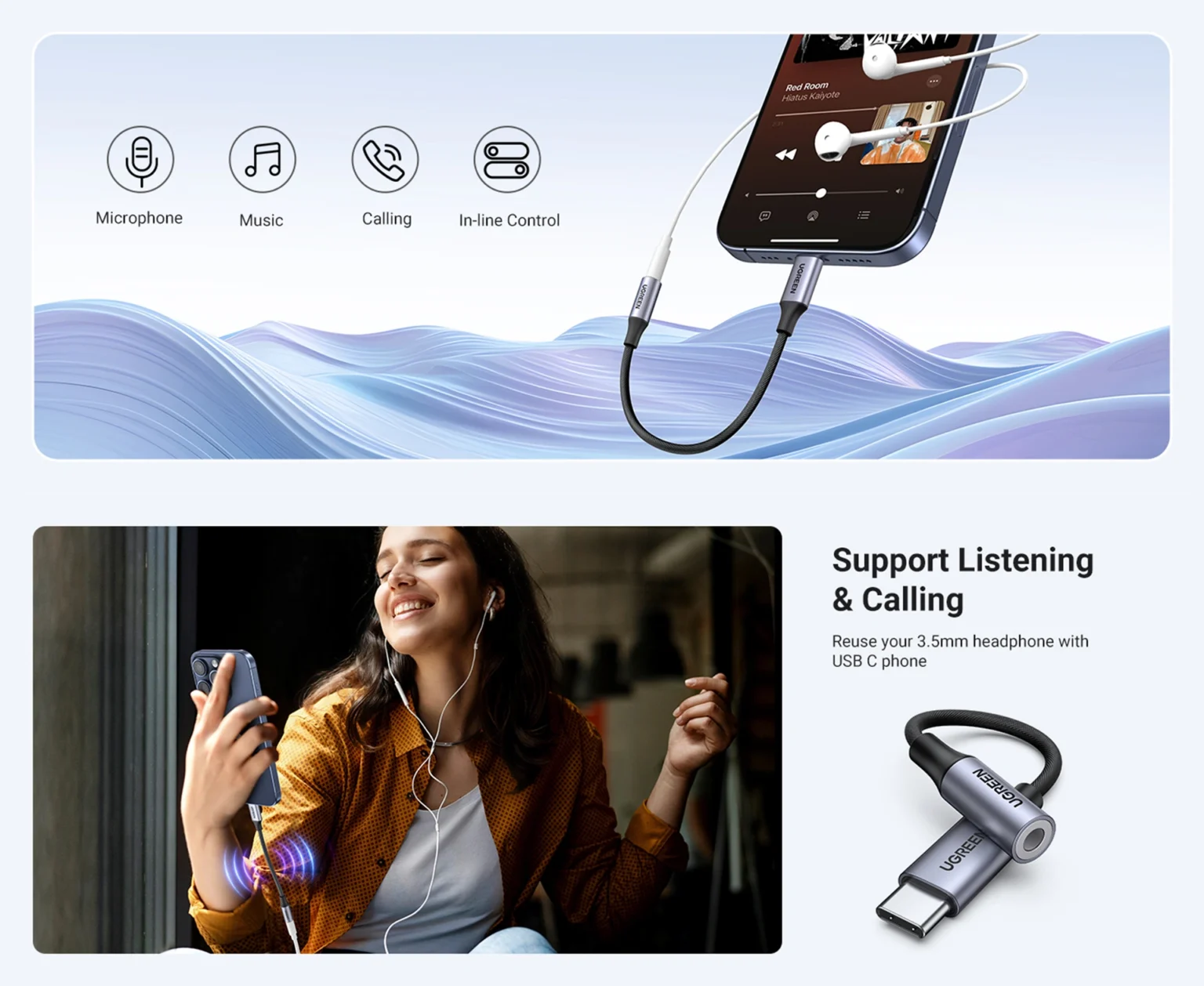 UGREEN USB-C a Jack 3.5 mm DAC 24bit/96kHz - Imagen 7