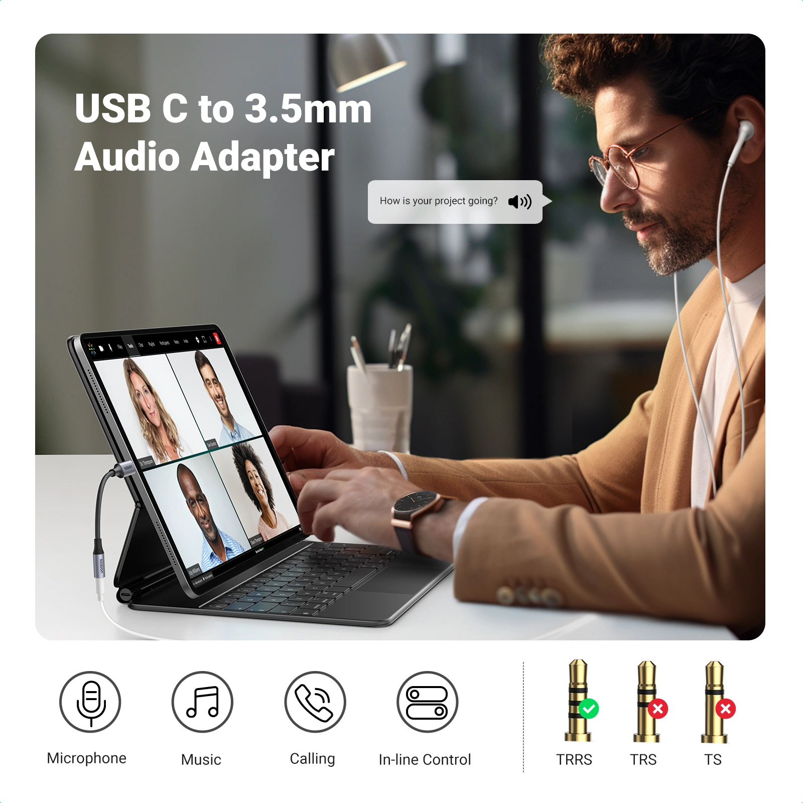 UGREEN USB-C a Jack 3.5 mm DAC 24bit/96kHz - Imagen 3