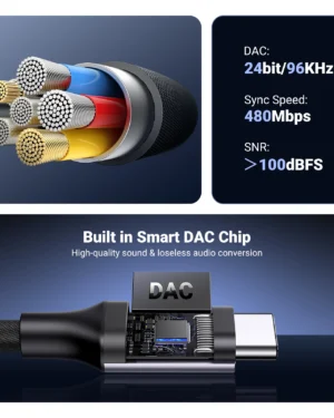 UGREEN 10cm Type C to 35mm Female DAC Chip Cable Aluminum Shell with Braided AV16180154 1 Year Warranty ugreen srilanka 3 KZ IN EARS | Envíos a todo el Perú