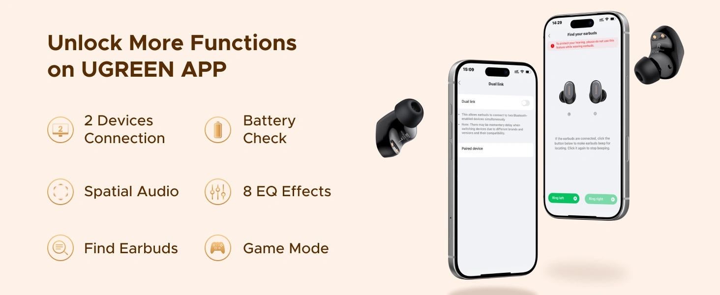 Audífonos Bluetooth UGREEN Dots TWS Bluetooth 6.0 WS220 - Imagen 12