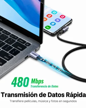 UGREEN L536 240W 2M – Cable USB-C 90° PD 3.1 con E-Marker - Imagen 4