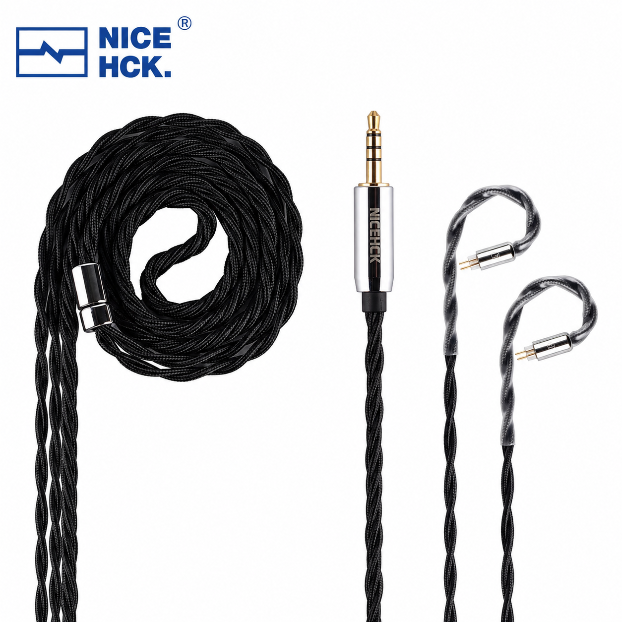 NiceHCK BlackDawn 0.78mm 2Pin 3.5mm – Cable Hi-Fi 5N Silver Plated OFC para IEM