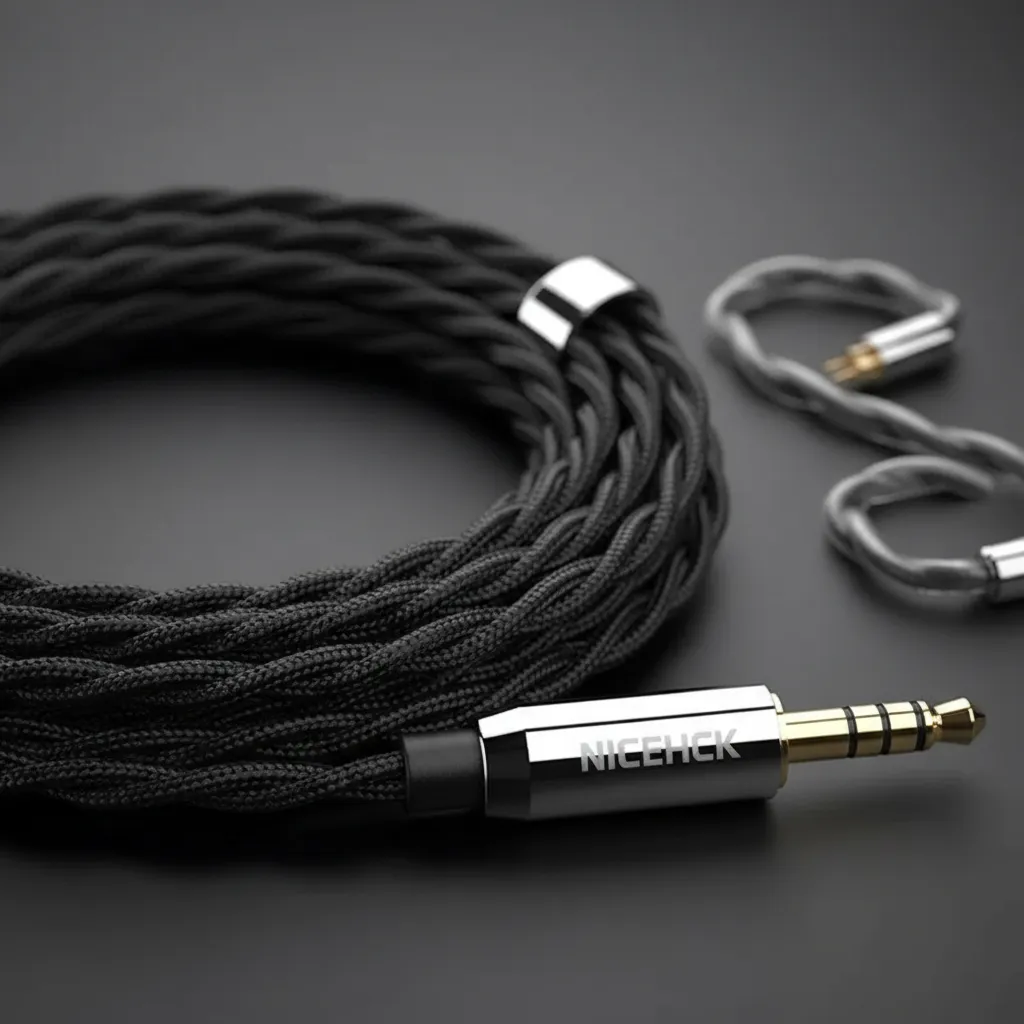 NiceHCK BlackDawn 0.78mm 2Pin 3.5mm – Cable Hi-Fi 5N Silver Plated OFC para IEM - Imagen 6