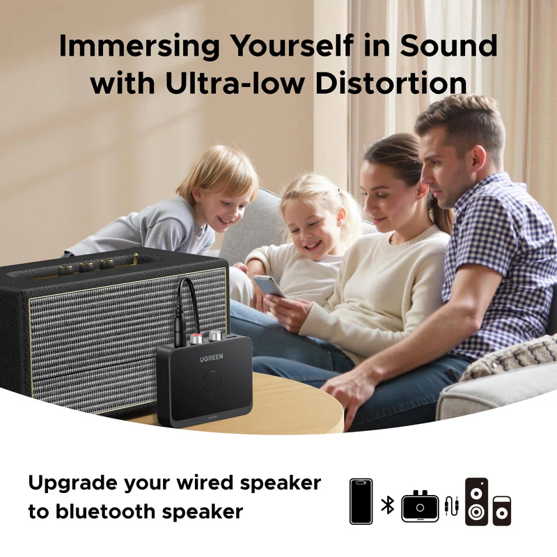 UGREEN BT505 | Receptor Bluetooth para Equipo de Sonido | LDAC RCA + 3.5mm - Imagen 7