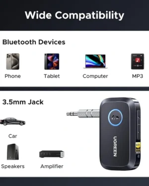 UGREEN BT509 Receptor Bluetooth 6.0 LDAC Hi-Res AUX 3.5 mm – 55546 - Imagen 8