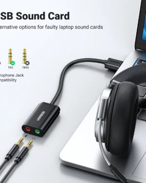 UGREEN US205 – Tarjeta de Sonido USB Externa con Audio y Micrófono 3.5mm – 30724 - Imagen 10