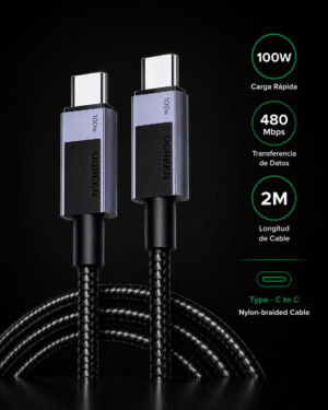 UGREEN L512 100W 2M – Cable USB-C a USB-C PD con E-Marker