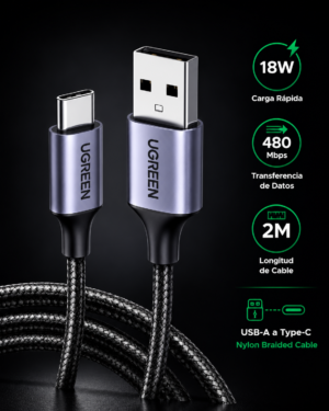 UGREEN Cable USB-A a USB-C Carga Rápida y Datos US288 3A 2M